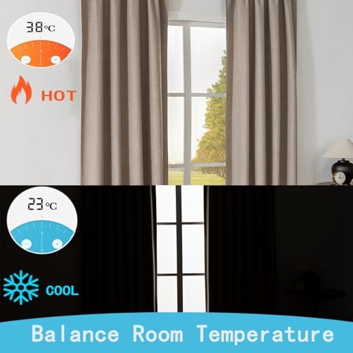 100 Blackout Linen Curtains 96 Inch Long 2 Panels