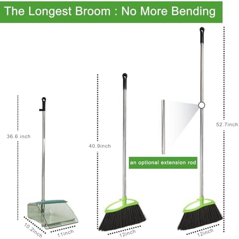 Dodifker Soft Bristles Angle Broom and Dustpan Set