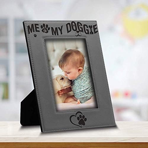 Bella Busta - Me and My Doggie - Engraved Leather Picture Frame 5x7 Vertical