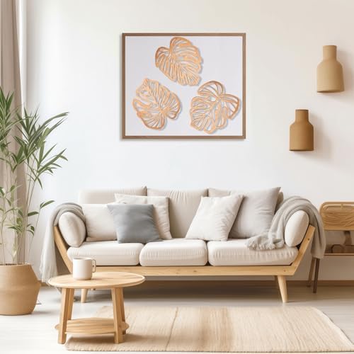 ULIOMU Palm Leaves Wall Decor 3Pcs Light Brown 1