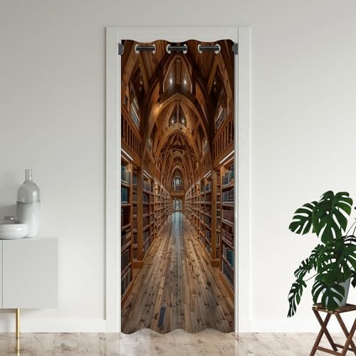 Yozeuoo Brown Library Bookcase Door Curtain