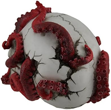 Veronese Resin Statue Red Octopus in Human Skull 7x525x45 in