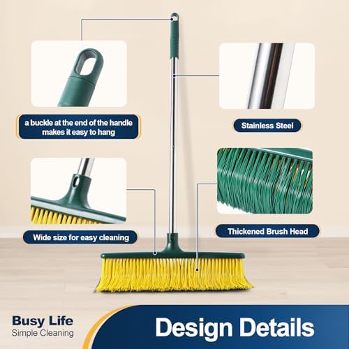Yocada Heavy Duty Broom with Curved Bristles 587 Inch