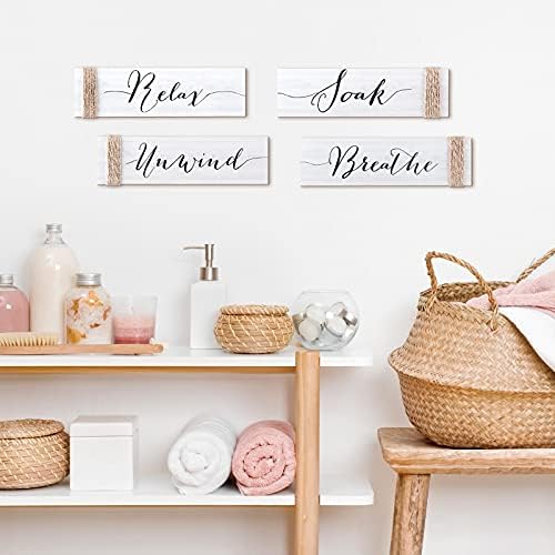 Jetec Farmhouse Wooden Bathroom Signs Decor