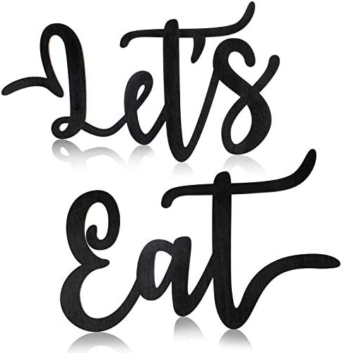 Jetec 2 Piece Lets Eat Wooden Sign Kitchen Decor