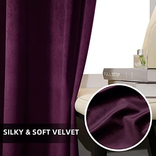 Guibaf Purple Velvet Curtains 52x96 inches Set of 2 Grommet Blackout Drapes