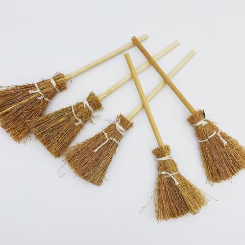 5Pcs Halloween Witch Broom Miniature Decorations