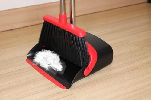 TIMY CLEAN Long Handle Broom Set with Dustpan