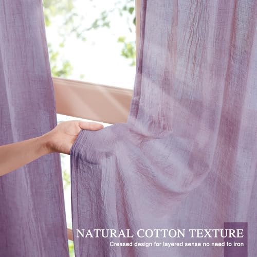 Anpark Purple Sheer Curtains 2 Panels 104 Inches Wide
