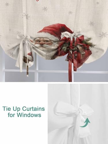 Cuang Life Tie Up Curtains 34x45in Gray Snowflake Retro Linen