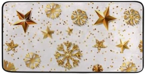 My Little Nest Kitchen Rug Christmas Gold Stars and Snowflakes Comfort Runner