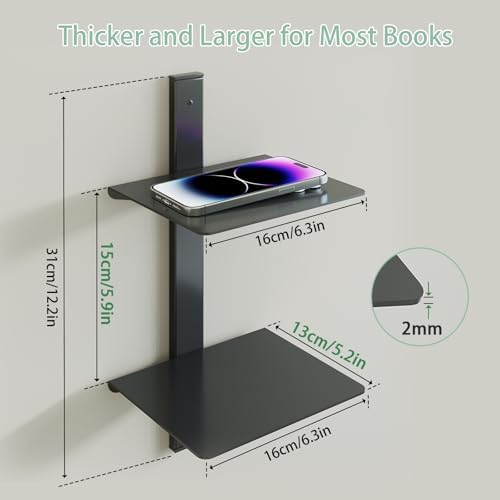 ART-GIFTREE Floating Book Shelves 4 Tier Metal Wall Mount 2 Pack Black
