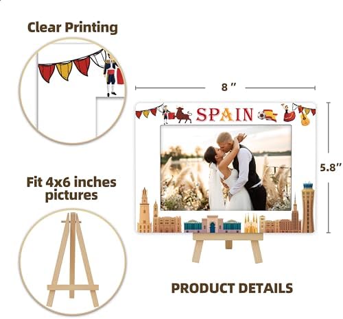 DETIHO Spain Themed Wooden Picture Frame with Easel Stand