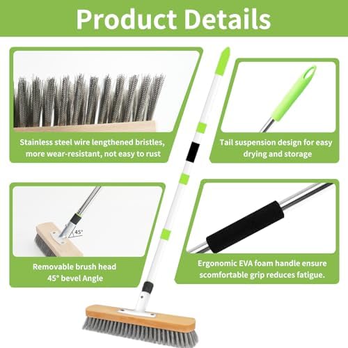 ETOUPA Heavy Duty Deck Brush with 62 Long Handle 1
