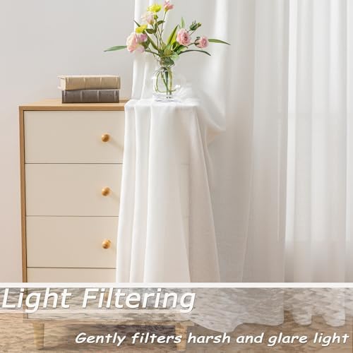 White Flax Linen Curtains 90 Inch Long