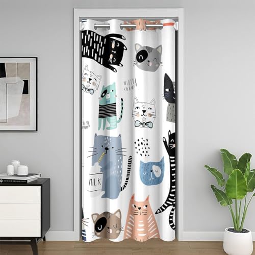 Erosebridal Cute Cat Door Drape 42x80 Inch Panel
