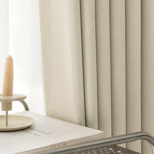 Rinwoc Blackout Curtains 90 Inch 2 Panels Farmhouse Linen-Blend