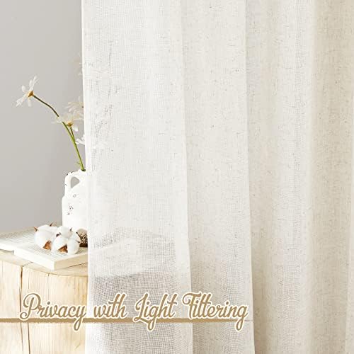 NICETOWN Linen Curtains 90 Long for Living Room Doorway