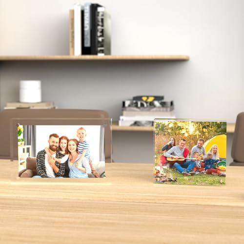 ILYXY 5 Pack 24mm Thick Frameless Acrylic Picture Frames