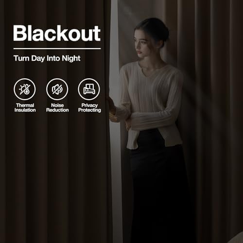 Rinwoc Blackout Curtains 90 Inch 2 Panels Farmhouse Linen-Blend