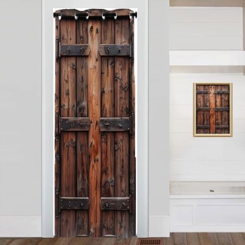 Shixiaoyan Rustic Wooden Door Curtain 34x80 Inches
