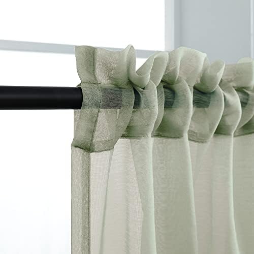 Pitalk Sage Green Sheer Curtains Set of 2 Panels 72 Inch Rod Pocket