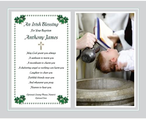 Poetry Gifts Baptism Irish Blessing with Name and Photo 8x10 Inch Print
