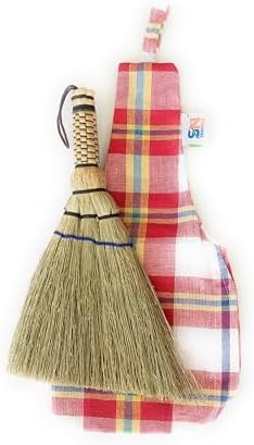 Handcrafted Small Whisk Broom - 12 Tall Sorghum Bamboo
