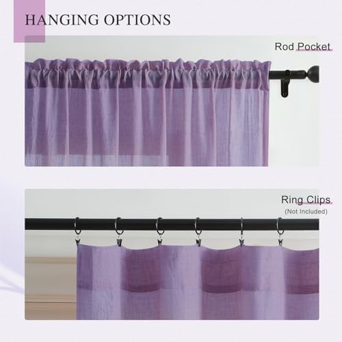 Anpark Purple Sheer Curtains 2 Panels 104 Inches Wide