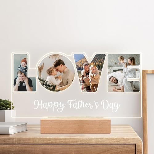 Personalized LOVE Photo Frame with Night Light for DadBabyKidFamilyPet