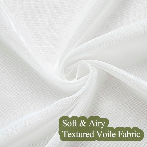 White Sheer Curtains 2 Panels 90x54 Inches Adjustable Drapes