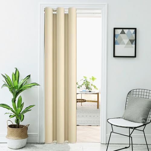 AiFish Beige Door Curtain Panel 78 Inches Grommet Blackout