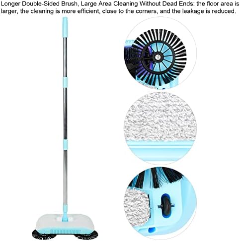 Household Push Sweeper with Large Dust Box and Filtration Blue