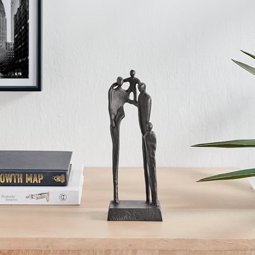Brown Cast Iron Family of Four Sculpture - Tabletop Decor