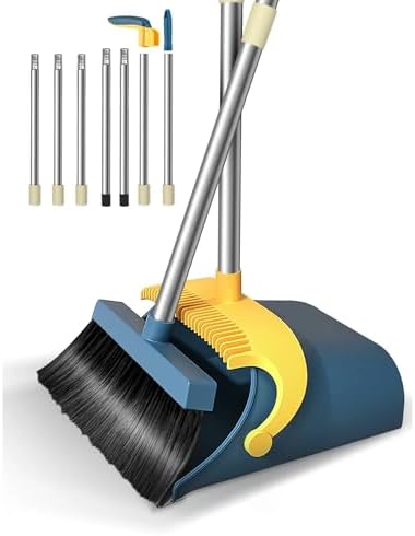CNEIESD Broom and Dustpan Set with Long Handle
