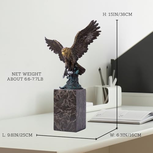 Majestic Eagle Statue - 15 Bronze Sculpture with Marble Base