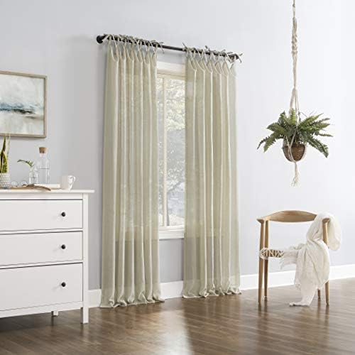 No 918 Winnie Linen Blend Sheer Tie Top Curtain Panel
