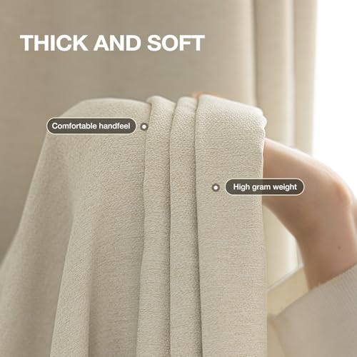 Rinwoc Blackout Curtains 90 Inch 2 Panels Farmhouse Linen-Blend