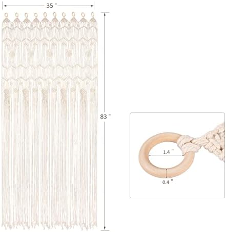 Boho Macrame Curtain with WOODED Grommets 2 Panels