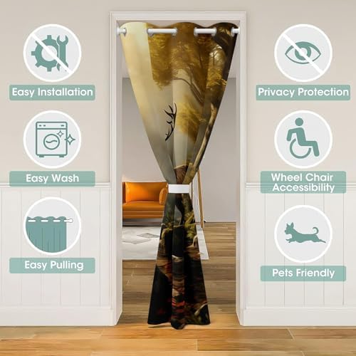 Feelyou Deer Door Curtain 42x80 Room Darkening Privacy Panel