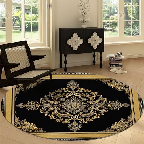 Washable 4ft Round Rug with Vine Floral Print