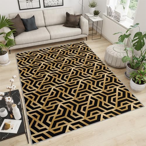 BUPEKEQ 2x3 Black Gold Area Rug for Living Room 1