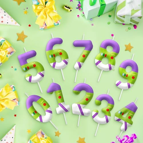 AONIART Green Number 3 Birthday Candle for Kids