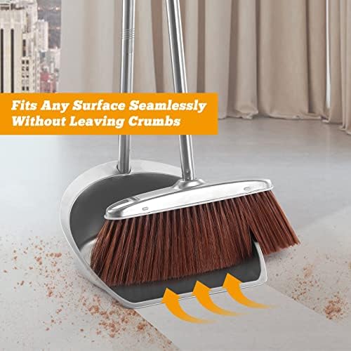 SUTINE Heavy Duty Broom and Dustpan Set with Long Handle