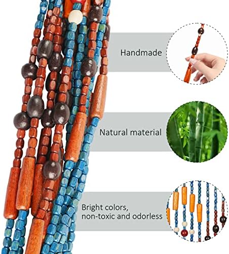 Boho Bamboo Beaded Curtain 355 x 75 Inches Blue
