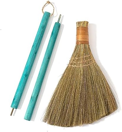 Vietnamese Straw Soft Broom with Green Handle