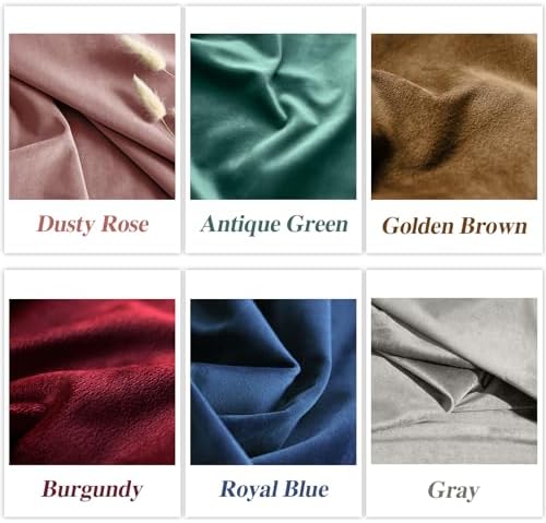 Melodieux Velvet Curtains with Pom Poms 52 x 96 Burgundy 2 Panels