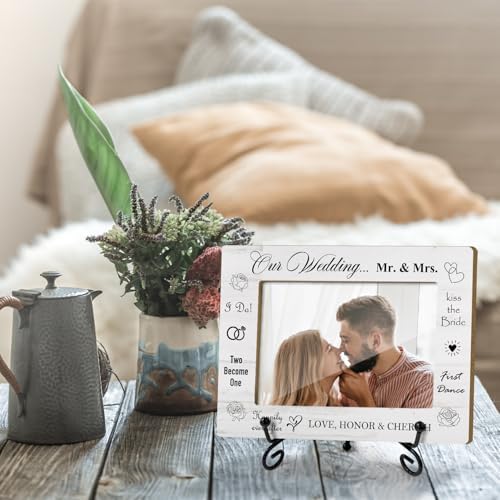 AWDSTN Wooden Photo Frame with Iron Stand for Tabletop Display