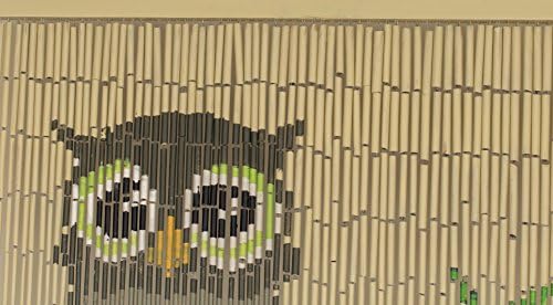 Natural Wood Beaded Curtain with Owl Design 1