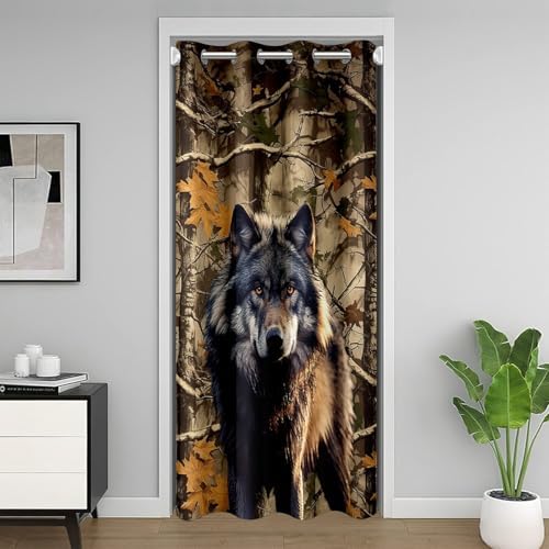 Feelyou Wolf Door Curtain 42x80 Blackout Thermal Panel
